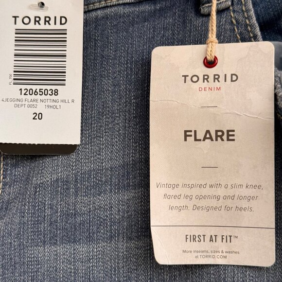 Torrid Denim Flare Jeans Vintage-Inspired Slim Knee & Flared Leg 20R Medium Wash - Picture 6 of 15
